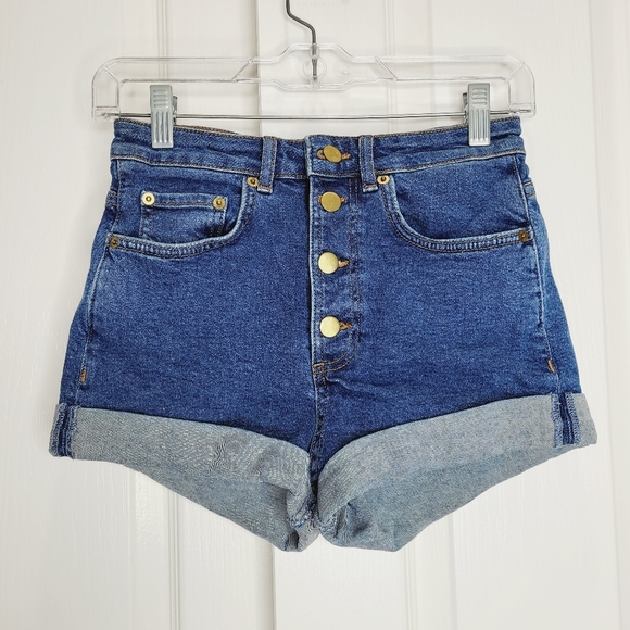 & Other Stories High Rise Exposed Button Fly Jean Denim Shorts - Picture 1 of 6